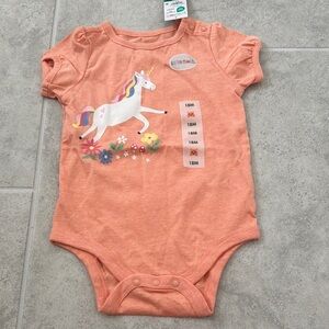 Unicorn Print Orange Kids One Piece